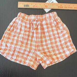 Zara Girls  White and Orange Plaid Casual Shorts 6